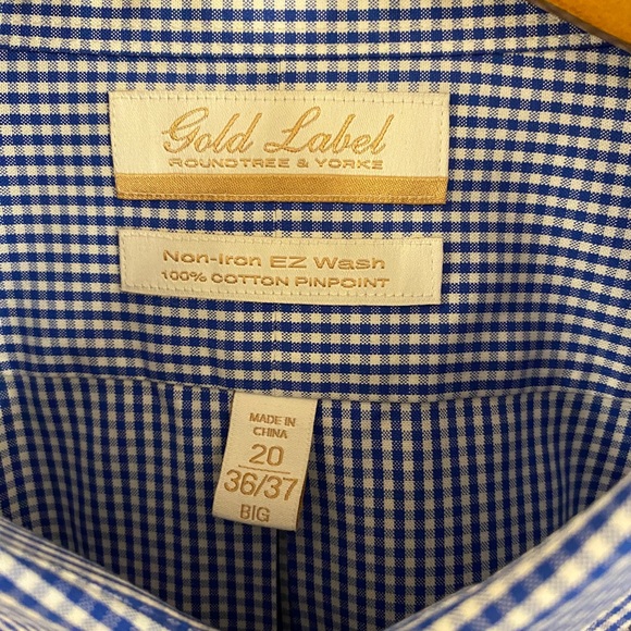 Size 20 - 36/37 - ROUNDTREE and Yorke GOLD LABEL - BIG - Non Iron Pinpoint - Picture 2 of 6